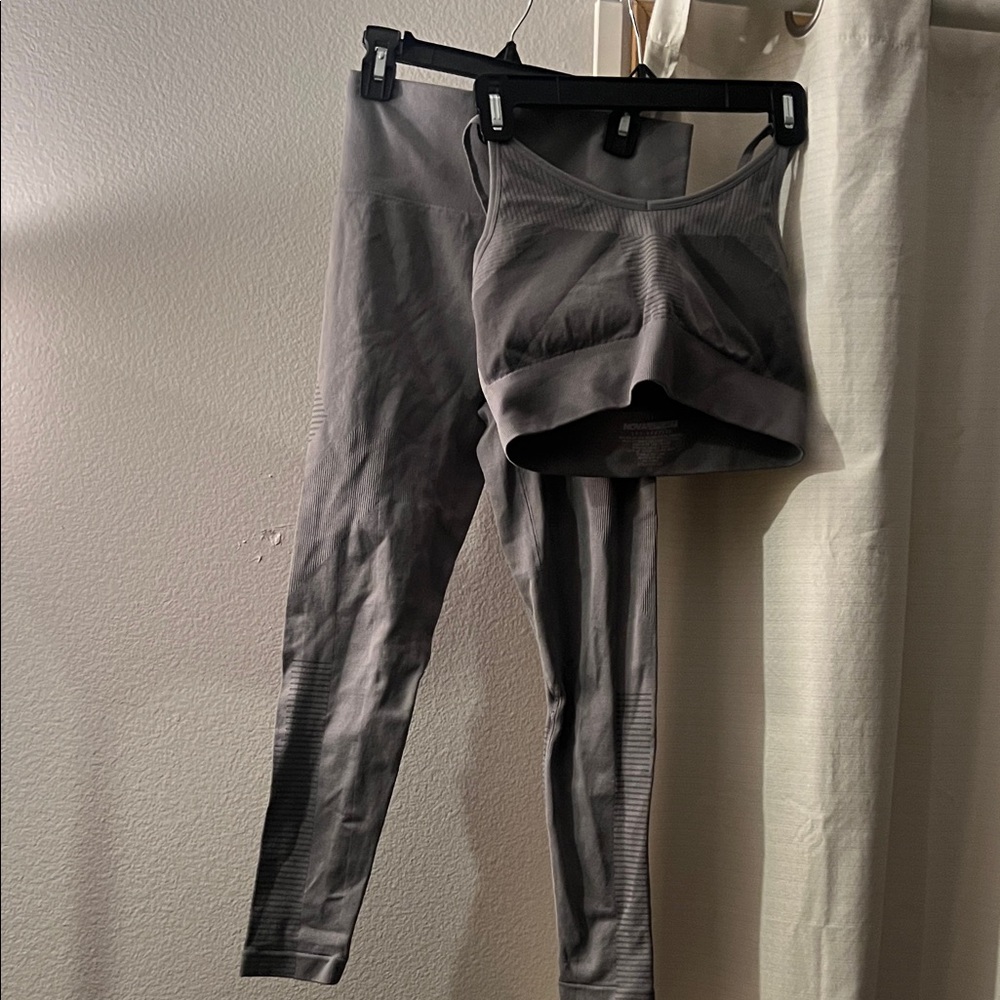 Fashion Nova Gray Track Pants & Crop Top Set